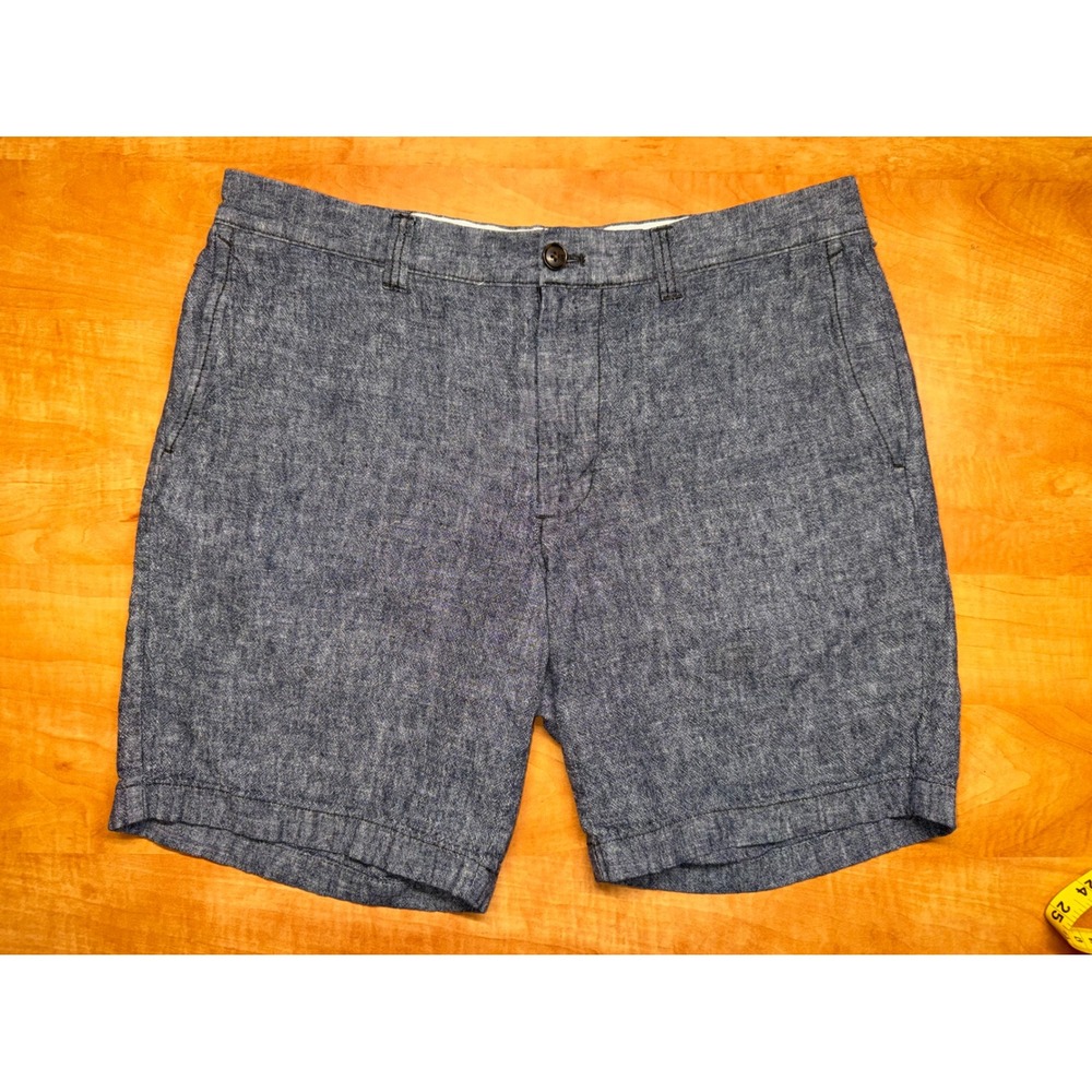 J.Crew Re-Imagined Mens 33 Blue Linen Cotton Blend 9 Inch Inseam Shorts